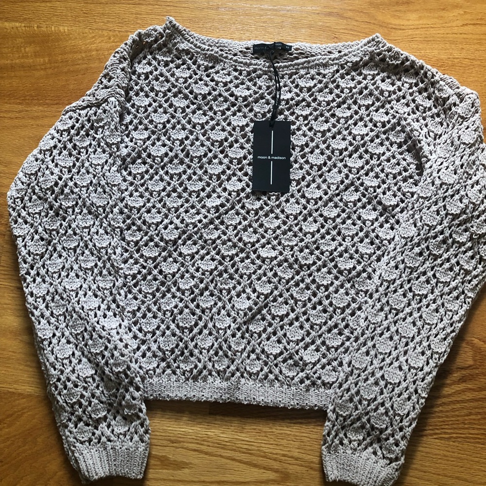 Moon and Madison open crochet sweater, size medium